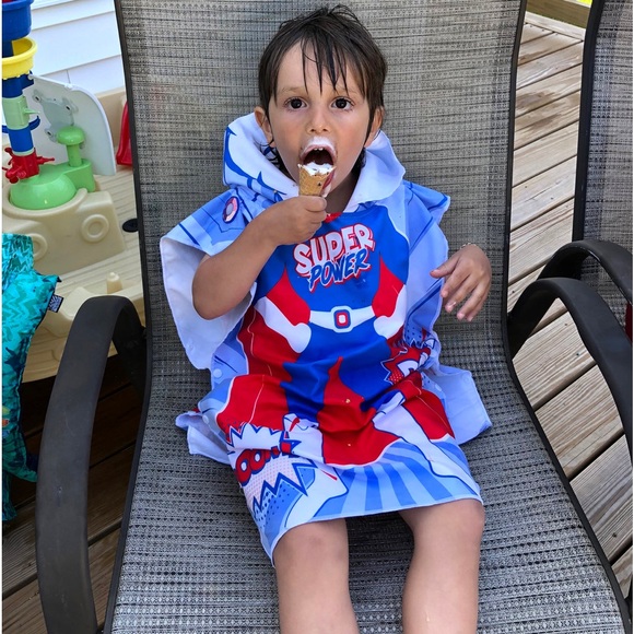 UV Sensing Kids Micro-Fiber Girl Power Poncho Hooded Beach Towel Cover Up OS - Picture 5 of 9